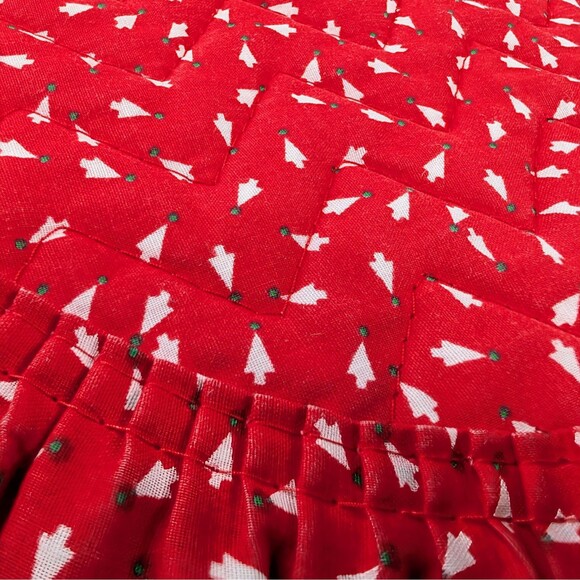 Vintage Quilted Christmas Tree Placemats Ruffled Edge Oval Set of 3 Red White - Picture 3 of 8
